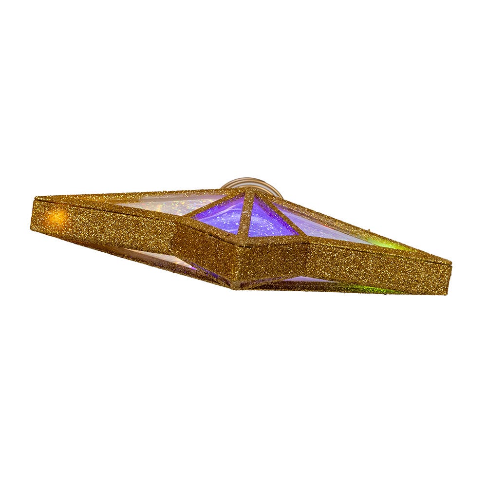 Kurt Adler 11.5-Inch UL 20-Light Multicolor Fairy Twinkle LED Gold Glitter 5-Point Star Tree Topper
